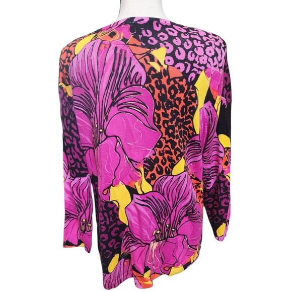 Peter Nygard Embellished Top Size XL Bright Floral Comfort - Picture 4 of 7